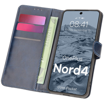 Etui z klapką Bizon Case Pocket do OnePlus Nord 4, granatowe