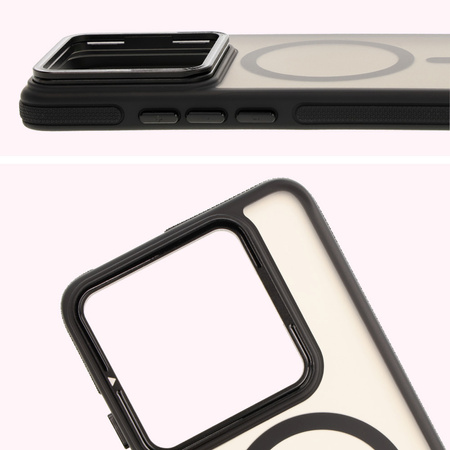 Etui z podstawką i pierścieniem magnetycznym Bizon Case Eclipse do Xiaomi 14T Pro, przydymione z czarną ramką