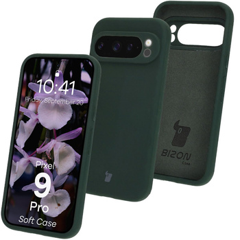 Silikonowe etui Bizon Soft Case do Google Pixel 9 Pro, ciemnozielone