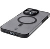 Etui z pierścieniem magnetycznym Bizon Case MatteO do iPhone 14 Pro Max, półprzezroczyste z czarną ramką