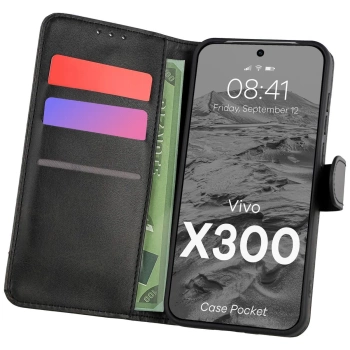 Etui z klapką Bizon Case Pocket do Vivo X300, czarne