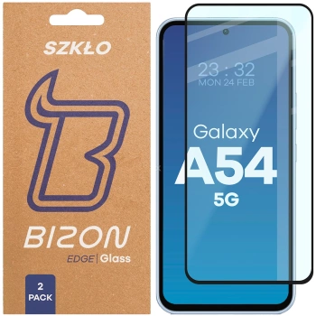 Szkło hartowane Bizon Glass Edge Duo do Galaxy A54 5G, czarna ramka, 2 sztuki