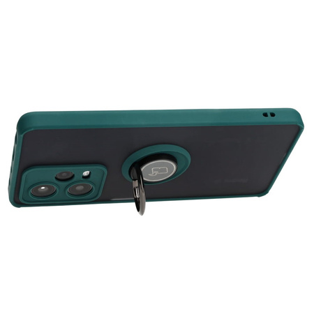 Etui z uchwytem na palec Bizon Case Hybrid Ring do Xiaomi Redmi Note 12 Pro 5G, przydymione z ciemnozieloną ramką