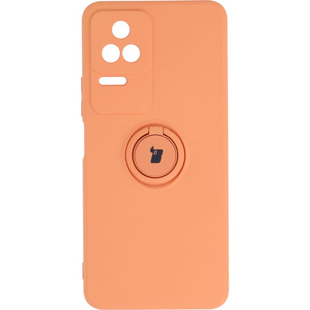 Etui Bizon Case Silicone Ring Sq do Xiaomi Poco F4, pomarańczowe