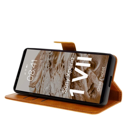 Etui z klapką Bizon Case Pocket do Xperia 1 VII, brązowe