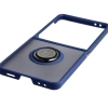 Etui z uchwytem na palec Bizon Case Hybrid Ring do Galaxy Z Flip7, przydymione z ciemnoniebieską ramką