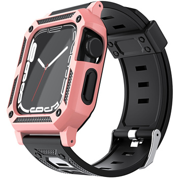 Etui z paskiem Bizon Strap + Case Watch Armor do Apple Watch 40 / 41mm, jasnoróżowe