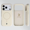 Silikonowe etui z pierścieniem magnetycznym Bizon Soft Case Magnetic do iPhone 17 Pro, écru