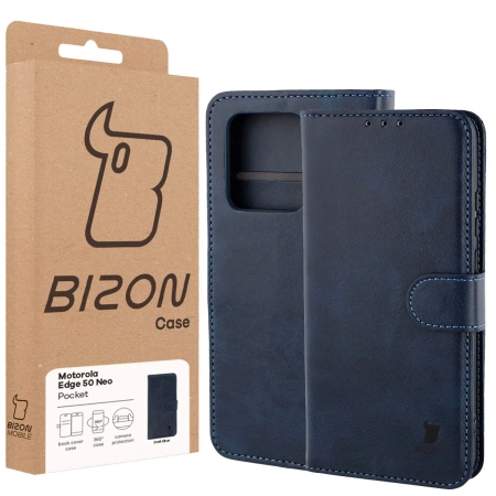 Etui z klapką Bizon Case Pocket do Motorola Edge 50 Neo/60 Neo, granatowe