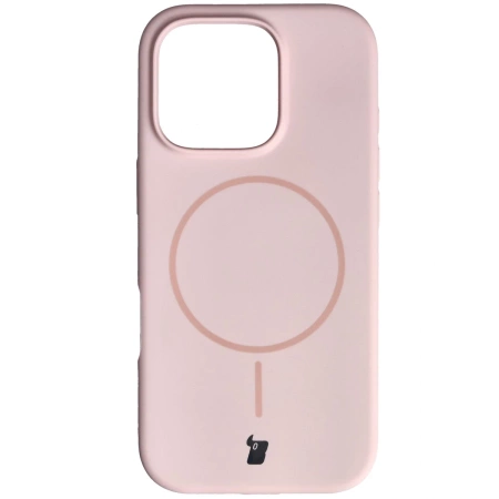 Silikonowe etui z pierścieniem magnetycznym Bizon Soft Case Magnetic do iPhone 16 Pro, jasnoróżowe
