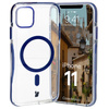 Etui z pierścieniem magnetycznym Bizon Case Marco do iPhone 11, przezroczyste z niebieską ramką