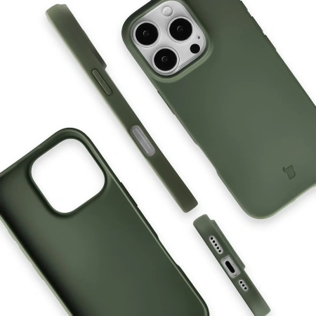 Etui z recyklingu Bizon Case ReLeaf do iPhone 16 Pro, ciemnozielone