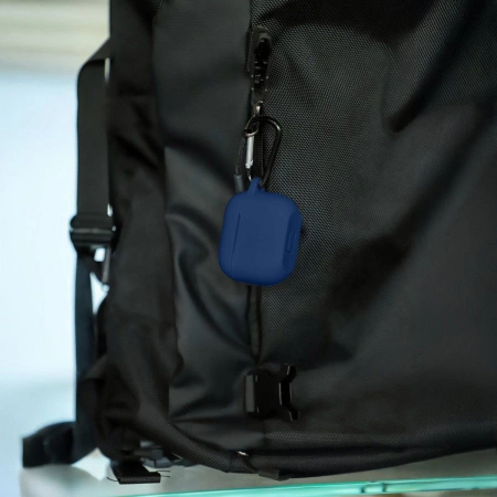 Silikonowe etui z karabińczykiem Bizon Case Headphone Silicone do AirPods Pro 2, granatowe