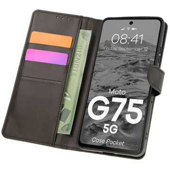 Etui z klapką Bizon Case Pocket do Motorola Moto G75 5G, czarne