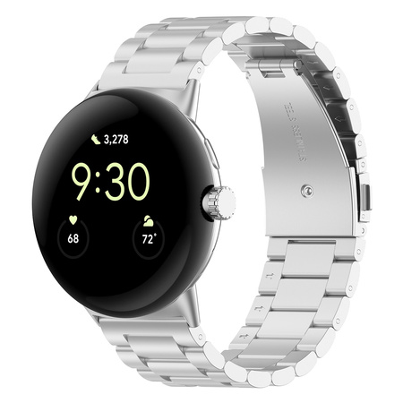 Pasek ze stali nierdzewnej Bizon Strap Watch Aura do Google Pixel Watch 4/3 45 mm, srebrny