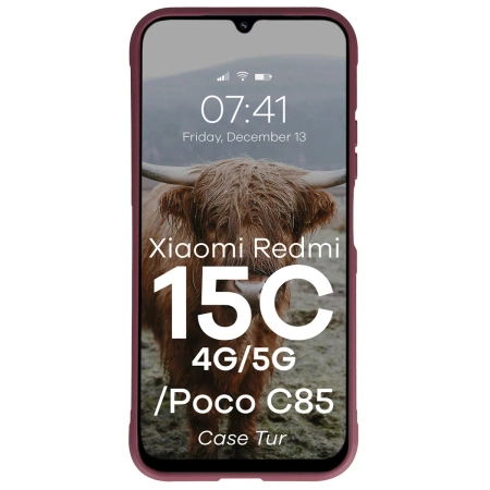 Pancerne etui Bizon Case Tur do Xiaomi Redmi 15C 4G / 5G / POCO C85 4G, burgundowe