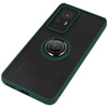 Etui z uchwytem na palec Bizon Case Hybrid Ring do Xiaomi 12T / 12T Pro, przydymione z ciemnozieloną ramką