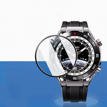 Szkło hybrydowe Bizon Glass Watch Edge Hybrid dla Huawei Watch Ultimate, czarne
