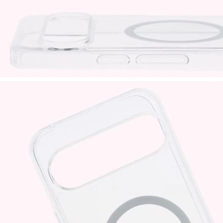 Etui z pierścieniem magnetycznym Bizon Case CrystalO do Google Pixel 9 / 9 Pro, przezroczyste