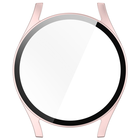 Etui ze szkłem do zegarka Bizon Case+Glass Watch do Galaxy Watch 7 40 mm, satynowo różowe