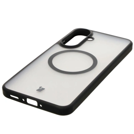 Etui z pierścieniem magnetycznym + szkło hartowane Bizon MatteO Pack do Galaxy A56 5G, przydymione-czarne