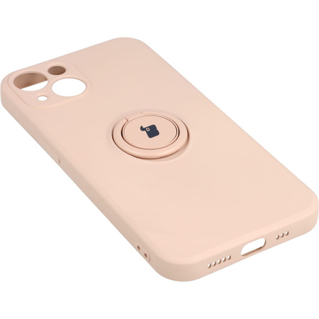 Etui Bizon Case Silicone Ring do iPhone 13, jasnoróżowe