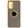 Etui z uchwytem na palec Bizon Case Hybrid Ring do Motorola Moto G52 / G82, przydymione z żółtą ramką