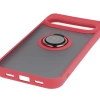 Etui z uchwytem na palec Bizon Case Hybrid Ring do Google Pixel 10 Pro XL, przydymione z czerwoną ramką