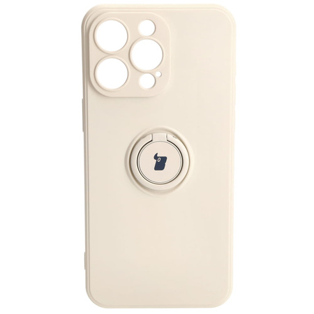 Etui Bizon Case Silicone Ring Sq do Apple iPhone 15 Pro Max, beżowe