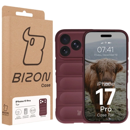 Pancerne etui Bizon Case Tur do iPhone 17 Pro, burgundowe