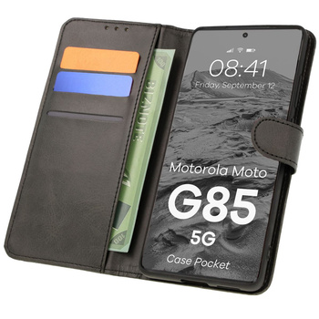 Etui z klapką Bizon Case Pocket do Motorola Moto G85 5G, czarne