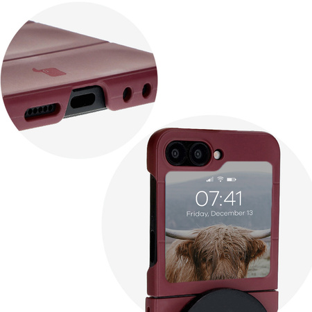 Pancerne etui Bizon Case Tur do Galaxy Z Flip7 FE / Z Flip6, burgundowe