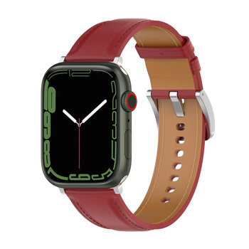 Skórzany pasek Bizon Strap Watch Casual do Apple Watch 44/45/46/49 mm, czerwony
