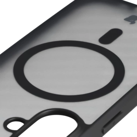 Etui z pierścieniem magnetycznym + szkło hartowane Bizon MatteO Pack do iPhone 17, przydymione-czarne

