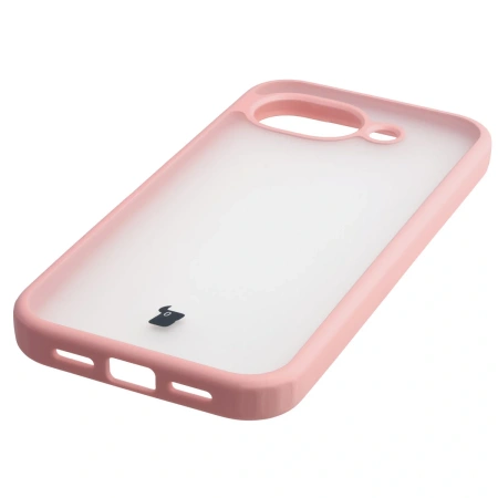 Etui Bizon Case Angelo do Google Pixel 10a, półprzezroczyste z jasnoróżową ramką