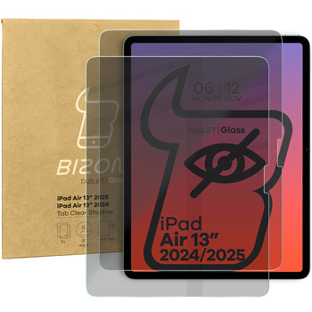 Prywatyzujące szkło hartowane Bizon Glass Tab Clear Shadow Duo do iPad Air 13" 2025 / 2024, 2 sztuki