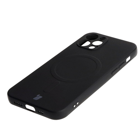 Etui silikonowe z pierścieniem magnetycznym Bizon Case Silicone Magnetic do iPhone 12 Pro, czarne