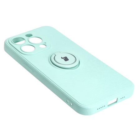 Etui Bizon Case Silicone Ring Sq do Apple iPhone 15 Pro, turkusowe