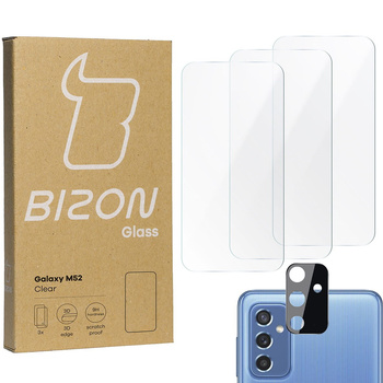 3x Szkło hartowane + szybka na aparat Bizon Glass Clear Pack do Galaxy M52