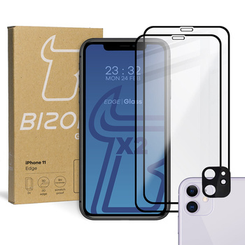 2x Szkło + szybka na aparat Bizon Edge Pack do iPhone 11