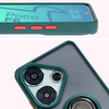 Etui z uchwytem na palec Bizon Case Hybrid Ring do Xiaomi Poco F6, przydymione z ciemnozieloną ramką