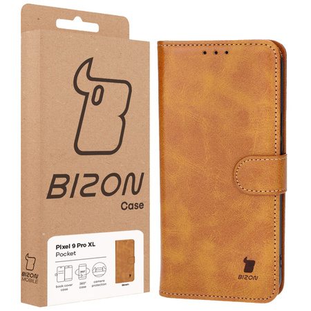 Etui Bizon Case Pocket do Google Pixel 9 Pro XL, brązowe