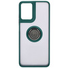 Etui z uchwytem na palec Bizon Case Hybrid Ring do Motorola Moto G04 / G24 / G24 Power, przydymione z ciemnozieloną ramką