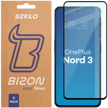 Szkło hartowane Bizon Glass Edge Duo do OnePlus Nord 3, czarna ramka, 2 sztuki