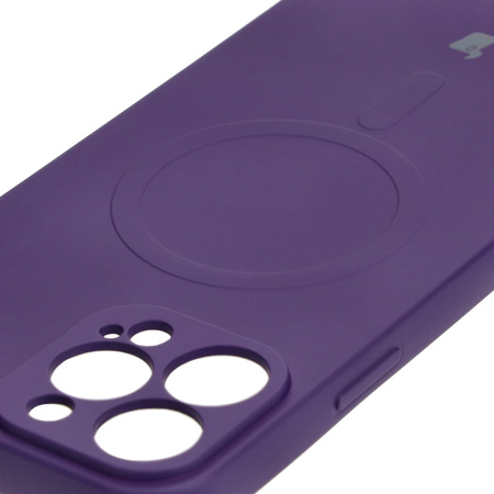 Etui silikonowe z pierścieniem magnetycznym Bizon Case Silicone Magnetic do iPhone 13 Pro Max, śliwkowe