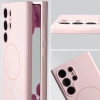 Silikonowe etui z pierścieniem magnetycznym Bizon Soft Case Magnetic do Galaxy S24 Ultra, jasnoróżowe