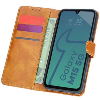 Etui z klapką Bizon Case Pocket do Galaxy M15 5G, brązowe