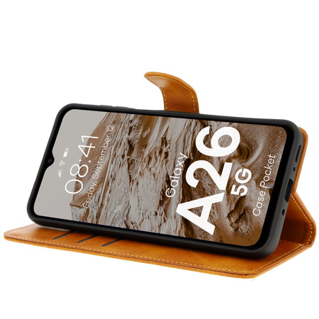 Etui z klapką Bizon Case Pocket do Galaxy A26 5G, brązowe