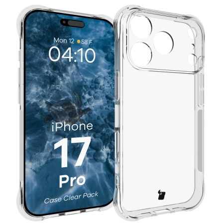Elastyczne etui + 2x szkło hartowane Bizon Case Clear Pack do iPhone 17 Pro