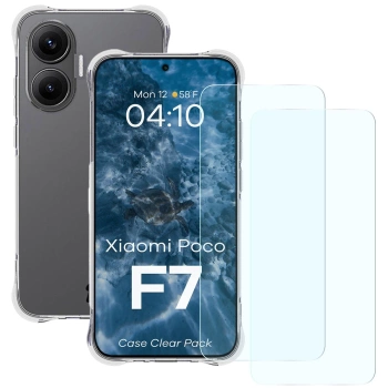 Elastyczne etui + 2x szkło hartowane Bizon Case Clear Pack do Xiaomi POCO F7